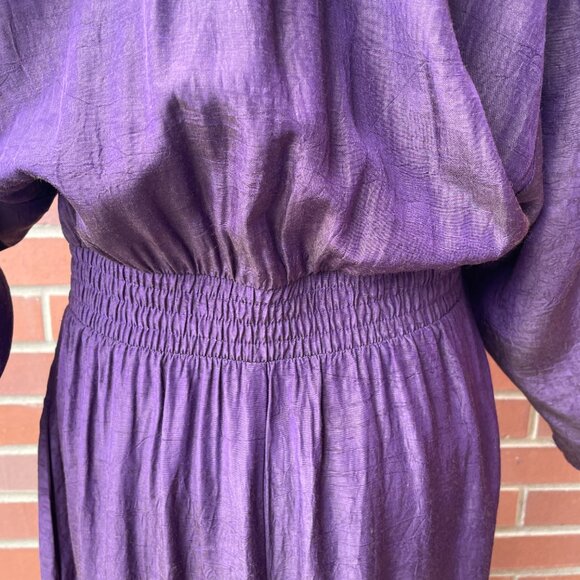 Vintage Shirtdress 80s John Ranta Iridescent Purple Shirt Dress| Size Large - Picture 10 of 16